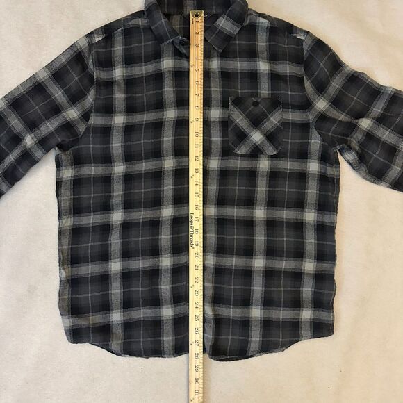 Alpine Design Flannel Shirt Mens Sz Large Black Gray Plaid L/S - Picture 5 of 7